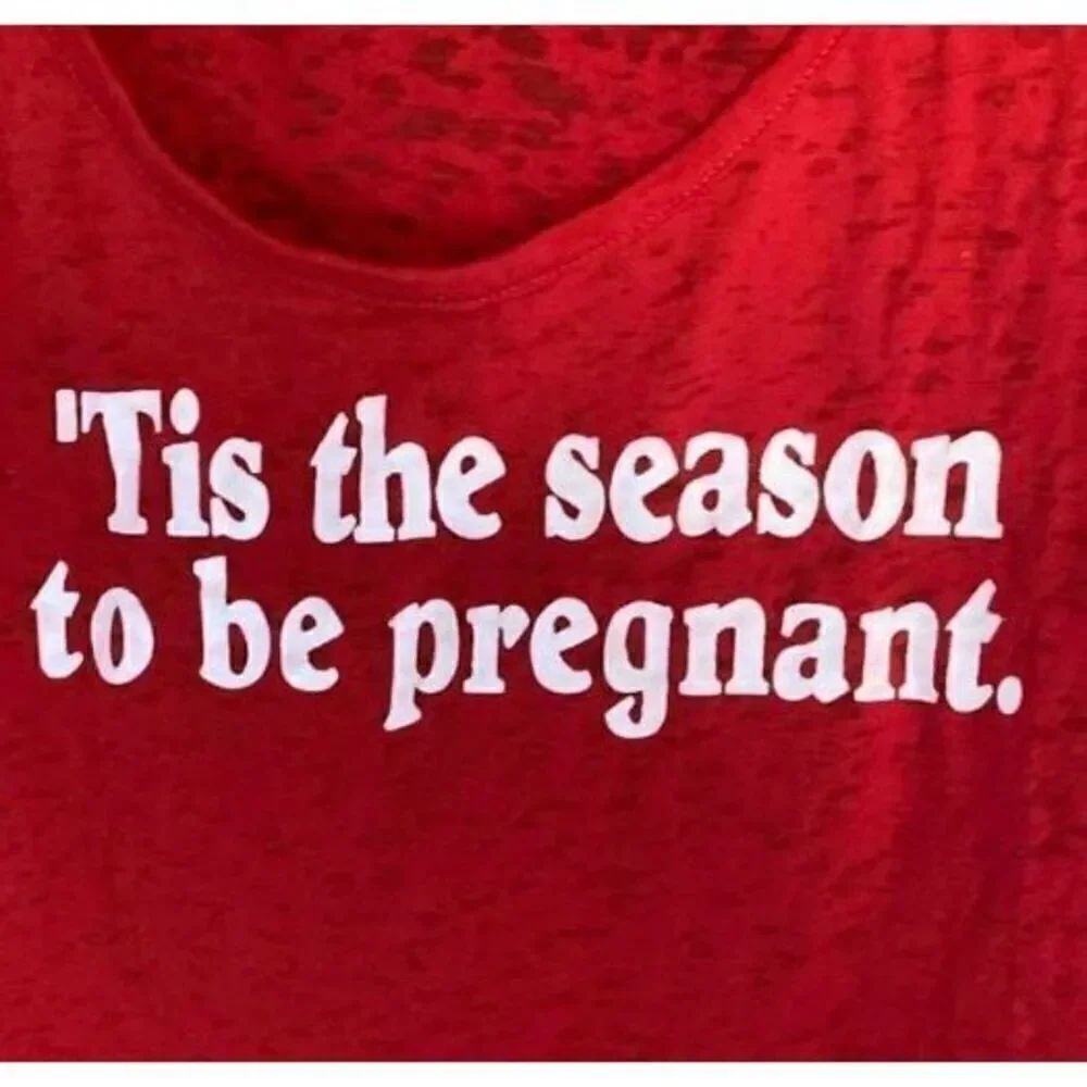 Motherhood maternity Christmas holiday, long sleeve, red T-shirt, size large